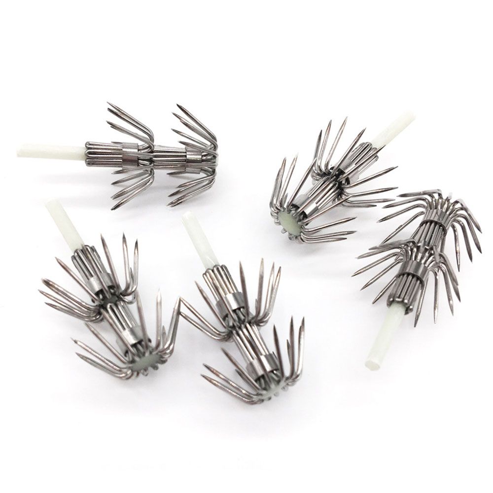 Fishing Hook Barbless - 5Pcs Stainless Steel Double Layers Umbrella