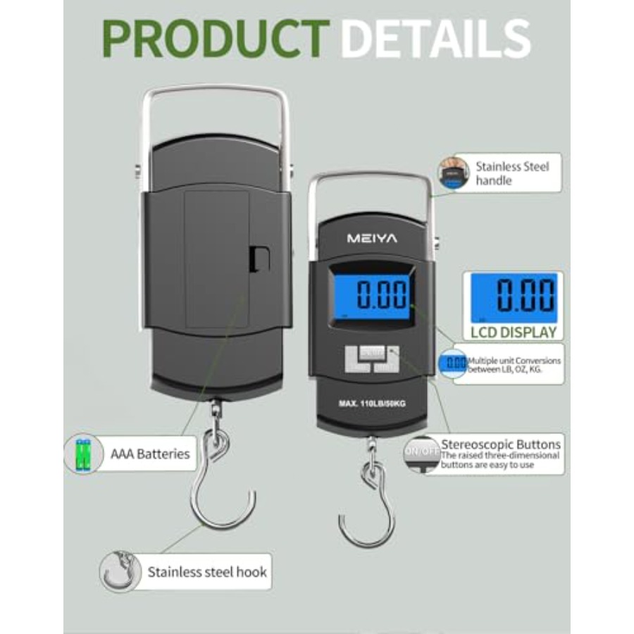 Fish Scale 110lb/50kg Digital  - đánh giá và giá Fishing Hook